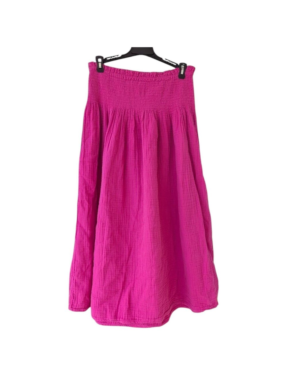 GAP Midi Skirt Womens Small Pink Fuchsia Smocked Cotton Gauze Tiered 13x32